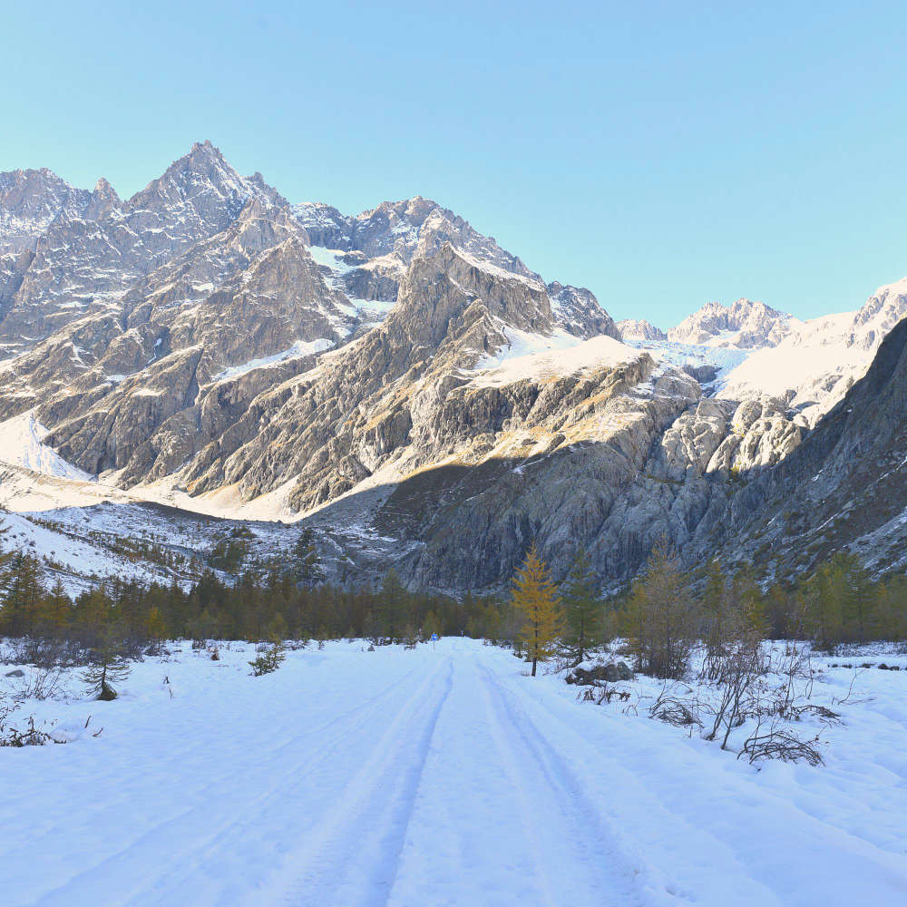 Route enneigée à la montagne